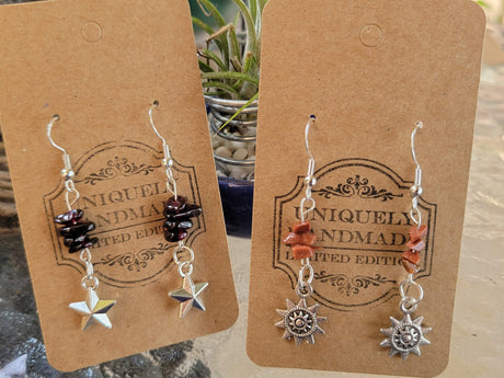 Crystal Drop Earrings: Stacked Stone Charm, Witch Jewelry