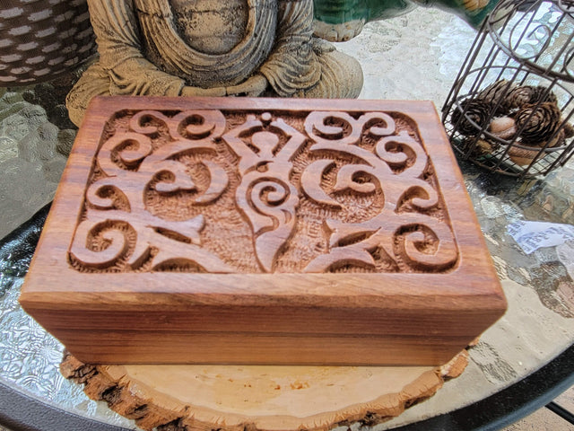 Goddess of Earth Wooden Carved 4x6" Box Crystal Storage Box Altar Decoration