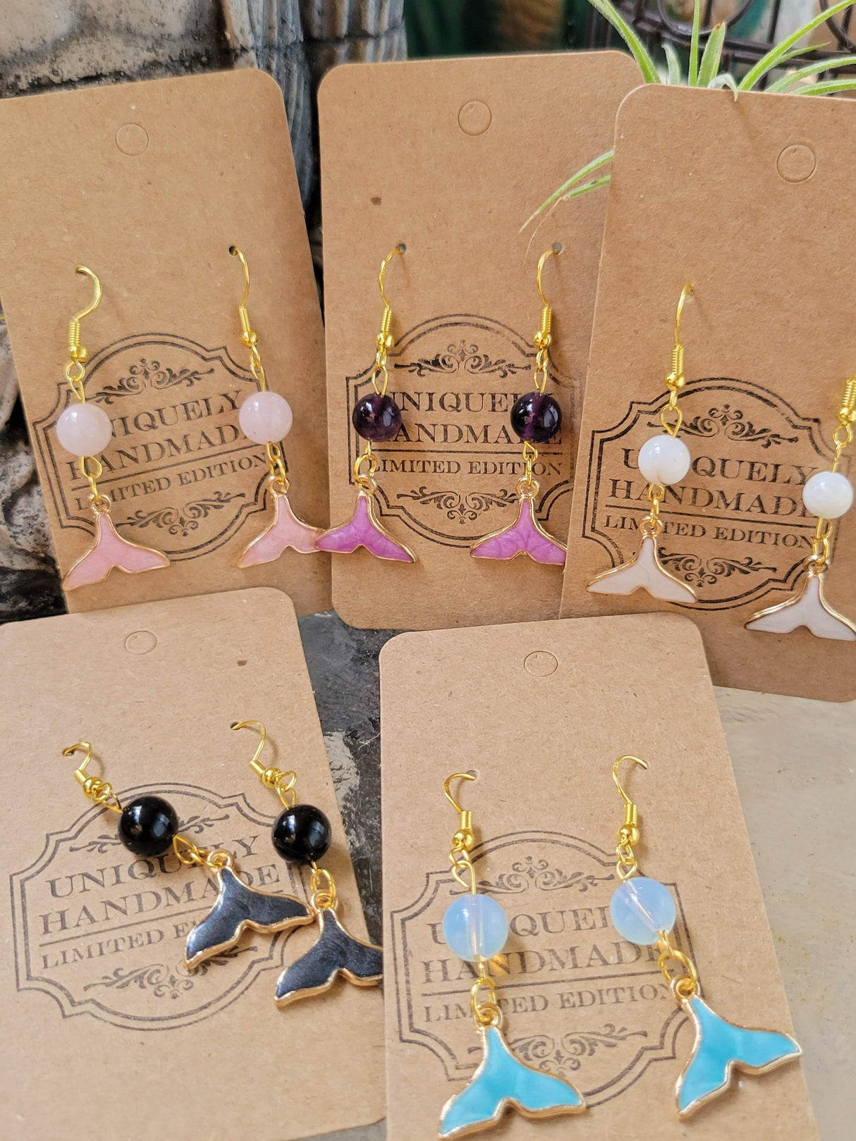 Sea Witch Tail Earrings: Stacked Stone Bohemian Dangle Earrings