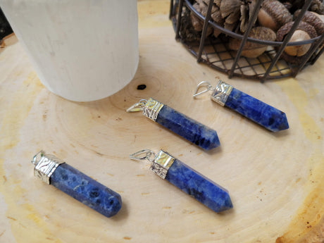 Single point Pencil Pendant Green Aventurine/Fluorite/Pyrite/Black Tourmaline