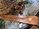 Hand Crafted Wooden Incense Burner: Ash Catcher with Elephant, Moon, Star