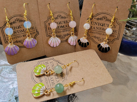 Seashell Crystal Earrings: Witch Jewelry, Aphrodite Inspired