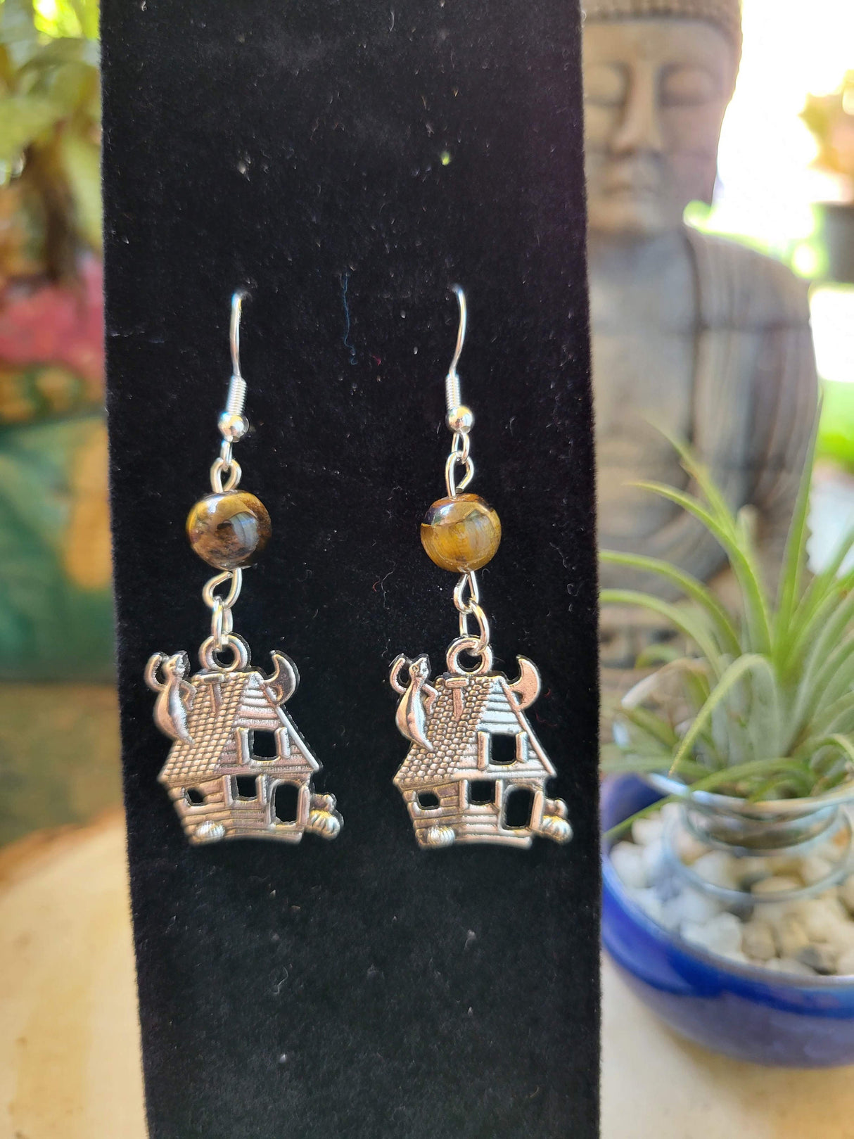Halloween Dangle Earrings: Witch Charms, Gemstones, Hypoallergenic