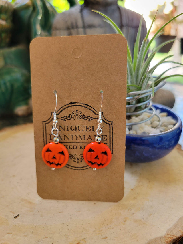 Halloween Pumpkin Earrings/ Howlite earrings