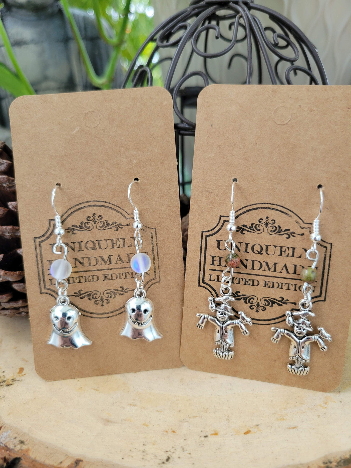 Halloween Dangle Earrings: Witch Charms, Gemstones, Hypoallergenic