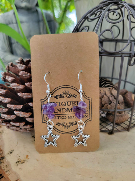 Crystal Drop Earrings: Stacked Stone Charm, Witch Jewelry