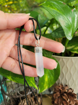 Selenite single Point Pencil Pendant with Cord , Protection Jewelry, Reiki Necklace