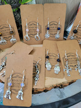 Halloween Dangle Earrings: Witch Charms, Gemstones, Hypoallergenic