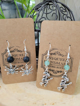 Halloween Dangle Earrings: Witch Charms, Gemstones, Hypoallergenic