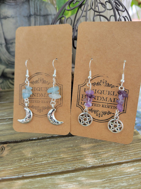 Crystal Drop Earrings: Stacked Stone Charm, Witch Jewelry