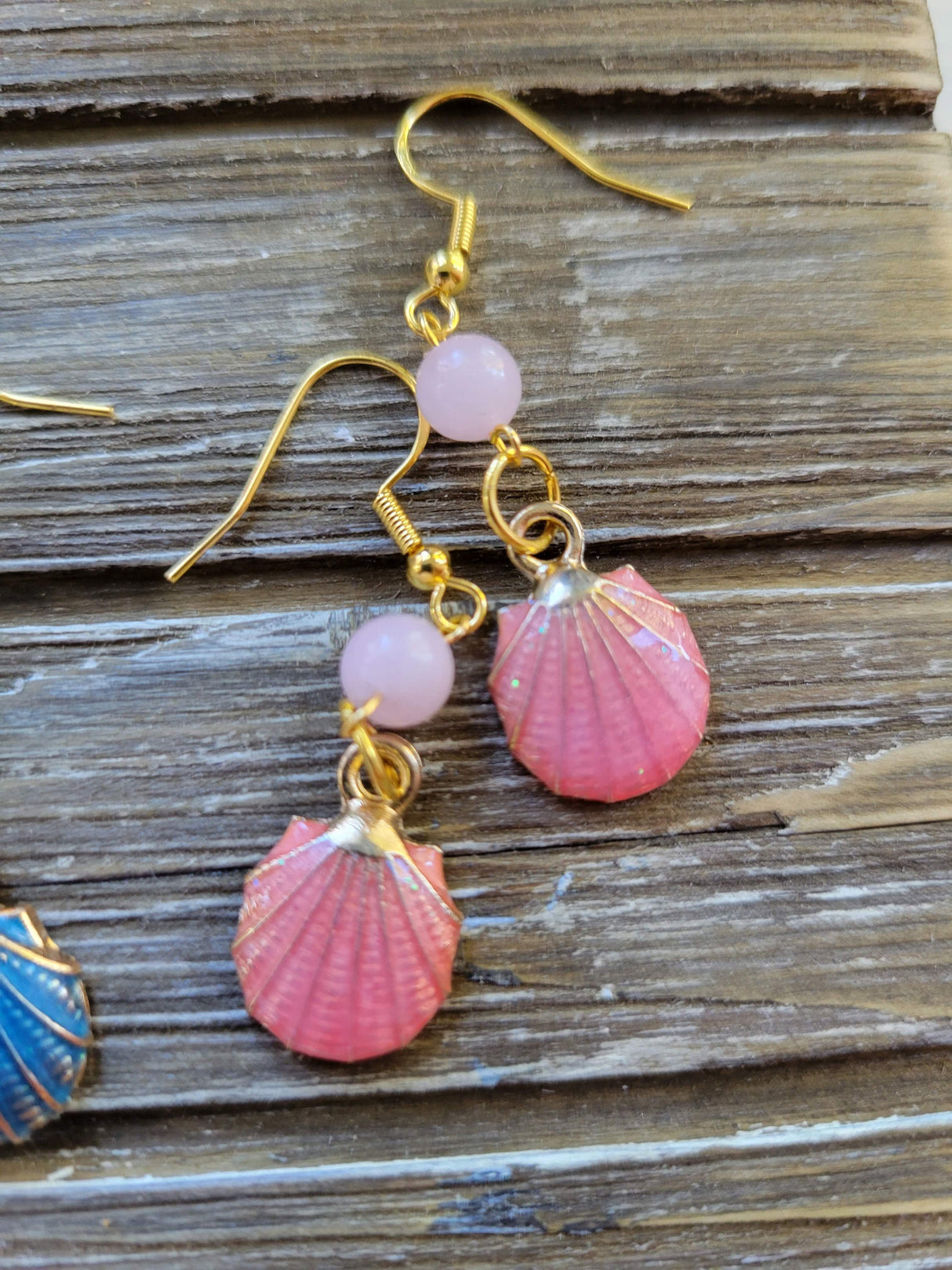 Crystal Charm Shell Earrings: Seashell Jewelry Gift