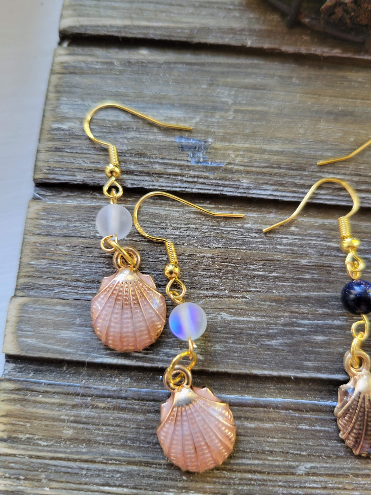 Crystal Charm Shell Earrings: Seashell Jewelry Gift