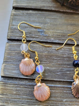 Crystal Charm Shell Earrings: Seashell Jewelry Gift