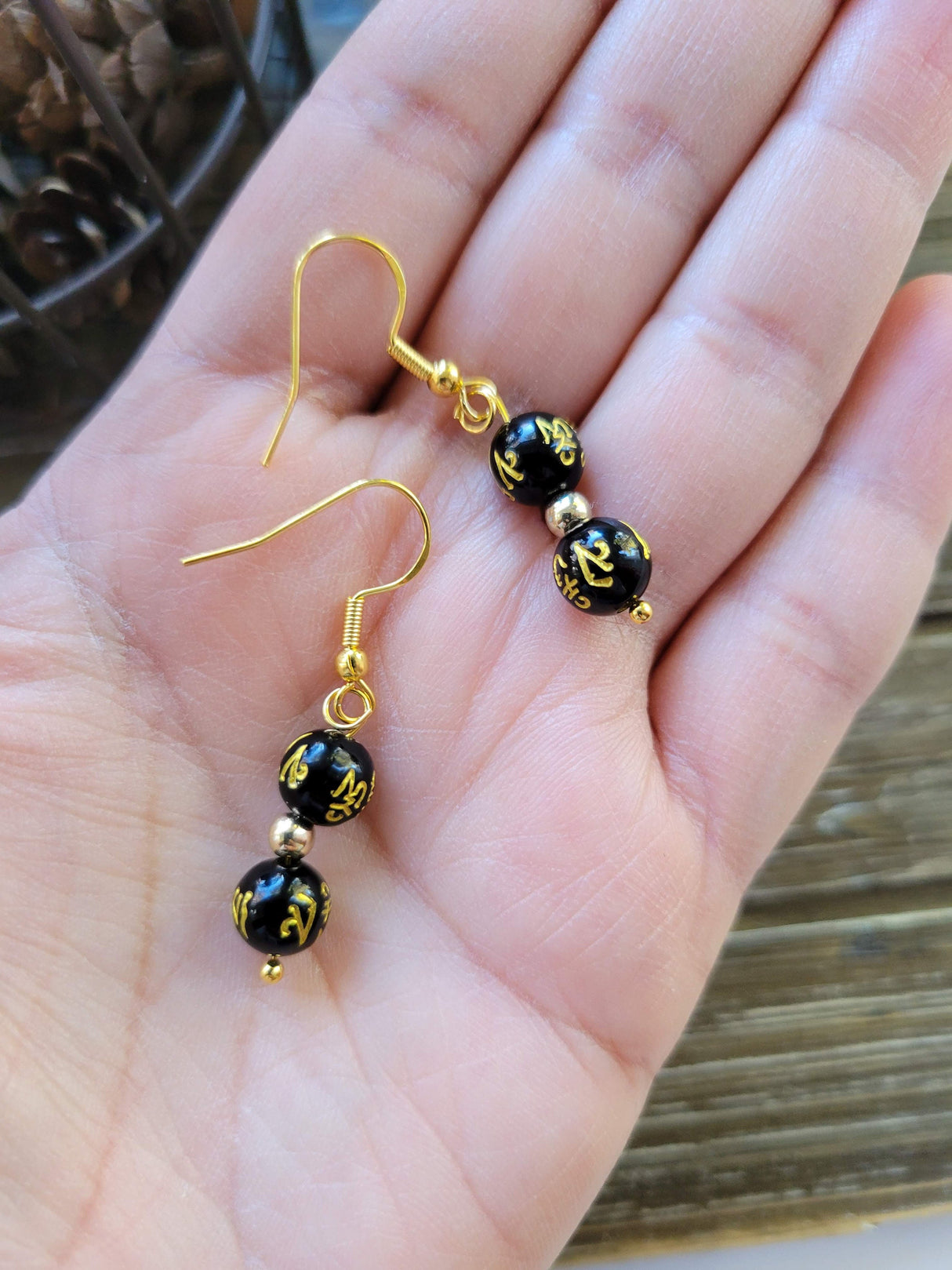 Pixiu Beads Earrings /Tibetan Buddhist Jewelry /Mantra Om