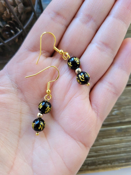 Pixiu Beads Earrings /Tibetan Buddhist Jewelry /Mantra Om