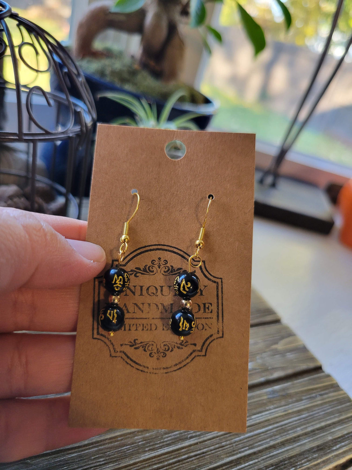 Pixiu Beads Earrings /Tibetan Buddhist Jewelry /Mantra Om