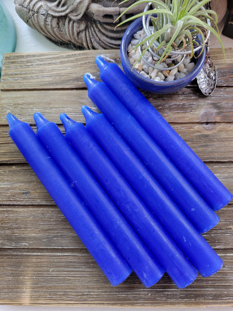 Taper Blue Candles: 6-Inch Bright Candles, Pack of 6