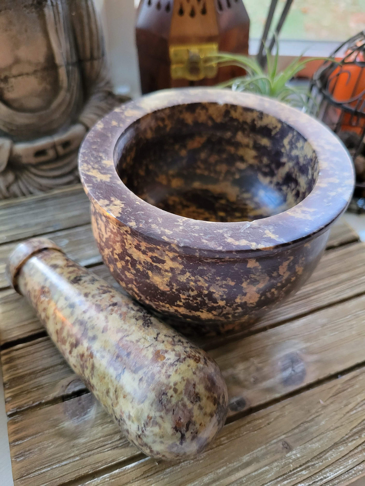 Soapstone Mortar & Pestle - Witchcraft, Kitchen Witchery, Incense Crafting