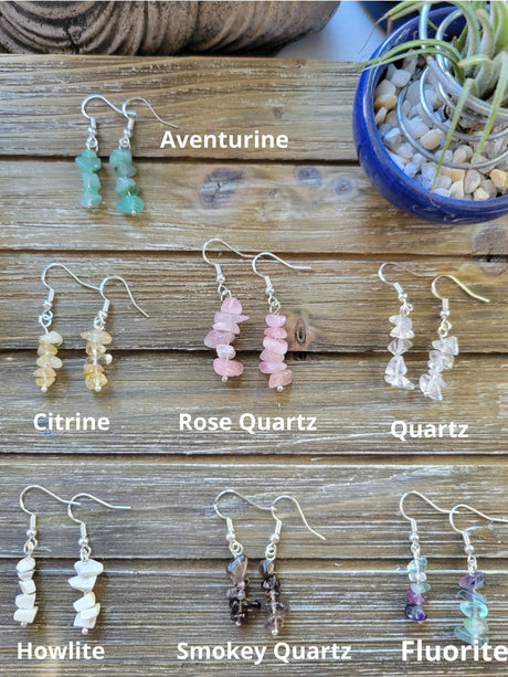 Bohemian Crystal Drop Earrings: Stacked Gemstone Dangle Jewelry