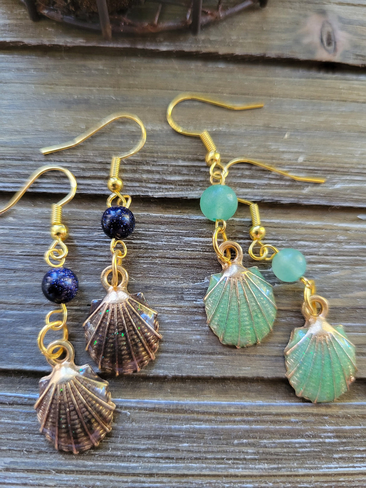 Crystal Charm Shell Earrings: Seashell Jewelry Gift