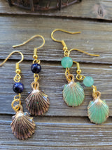 Crystal Charm Shell Earrings: Seashell Jewelry Gift
