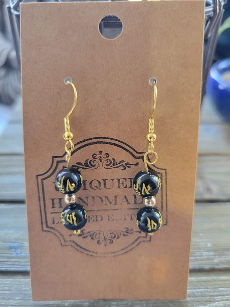 Pixiu Beads Earrings /Tibetan Buddhist Jewelry /Mantra Om