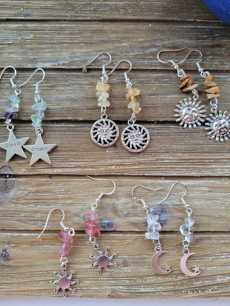 Crystal Drop Earrings: Stacked Stone Charm, Witch Jewelry