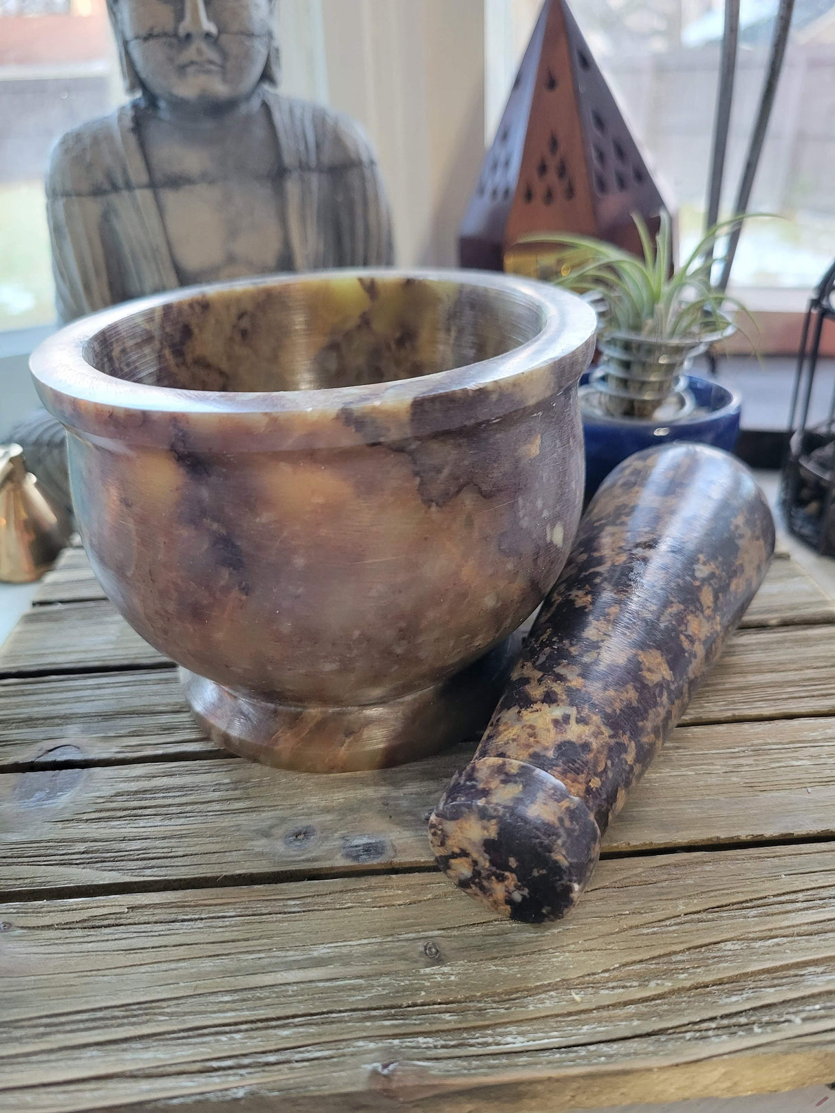Soapstone Mortar & Pestle - Witchcraft, Kitchen Witchery, Incense Crafting