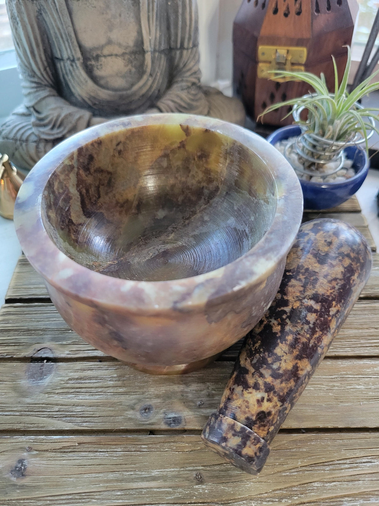 Soapstone Mortar & Pestle - Witchcraft, Kitchen Witchery, Incense Crafting