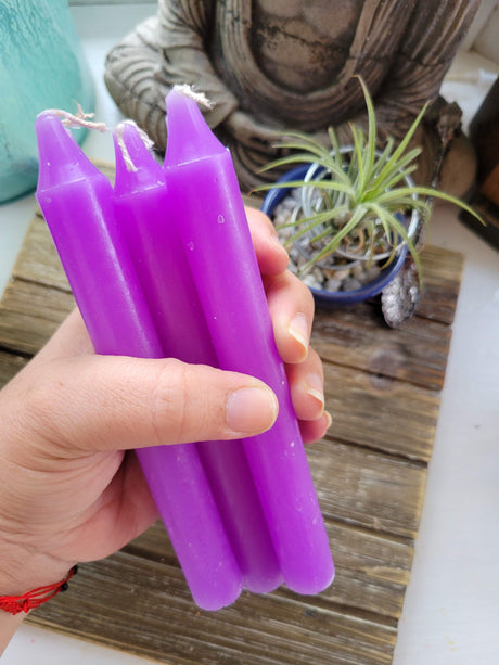 Taper Purple Candles: 6-Inch Vibrant Handmade Candle Set