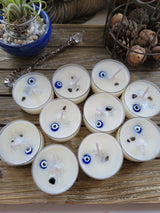 Evil Eye Tea Light Candles: Soy Wax Protection Candle Set (10 Pack)
