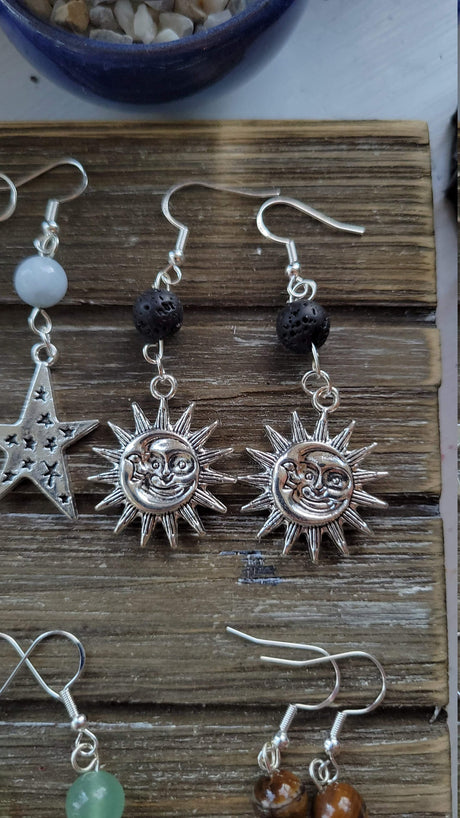 Crystal Drop Earrings: Stacked Stone Charms, Witch Jewelry