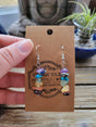 Seven Chakras Crystal Chips Earrings ,Rainbow Earrings Dangle Stacked Stone Drop Earrings