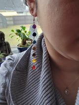 Seven Chakras Crystal Earrings: Stacked Gemstone Beads, Dangle Earrings