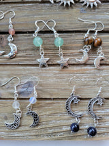 Crystal Drop Earrings: Stacked Stone Charms, Witch Jewelry