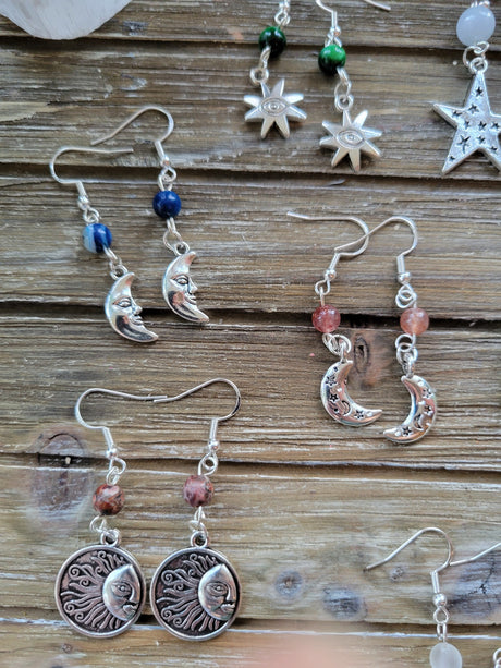 Crystal Drop Earrings: Stacked Stone Charms, Witch Jewelry
