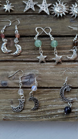 Crystal Drop Earrings: Stacked Stone Charms, Witch Jewelry