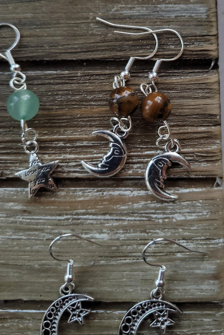 Crystal Drop Earrings: Stacked Stone Charms, Witch Jewelry