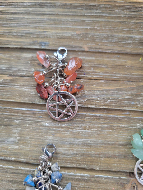 Mixed Stone Chips Pentagram Pendant: Crystal Protection Charm
