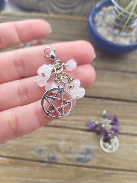 Mixed Stone Chips Pentagram Pendant: Crystal Protection Charm
