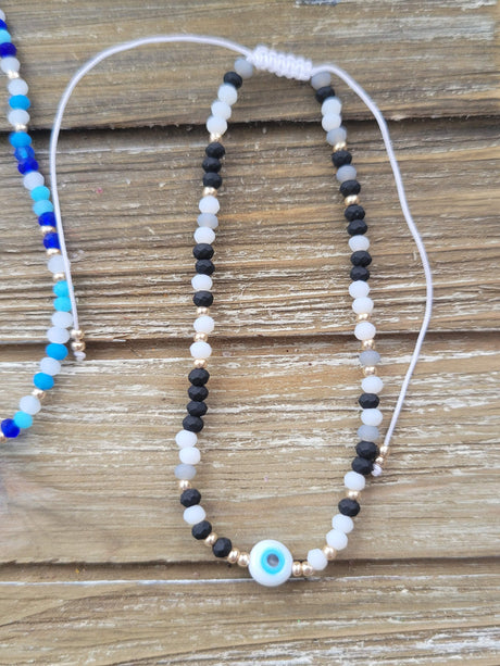 Mixed Color Evil Eye Protection, Adjustable Nylon Cord Braided Bead Bracelets, with Evil Eye Lamp work Beads,