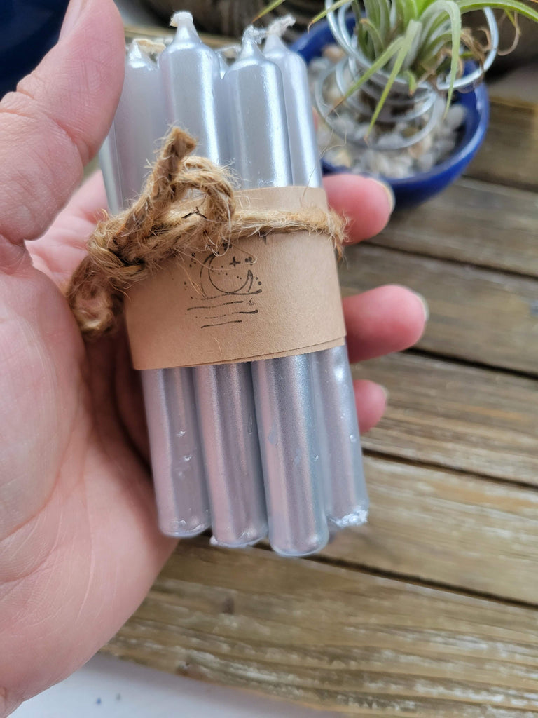 Gold, Silver, and Copper Pack of 10, Chime Candle Spell candles, Sun and moon Candles