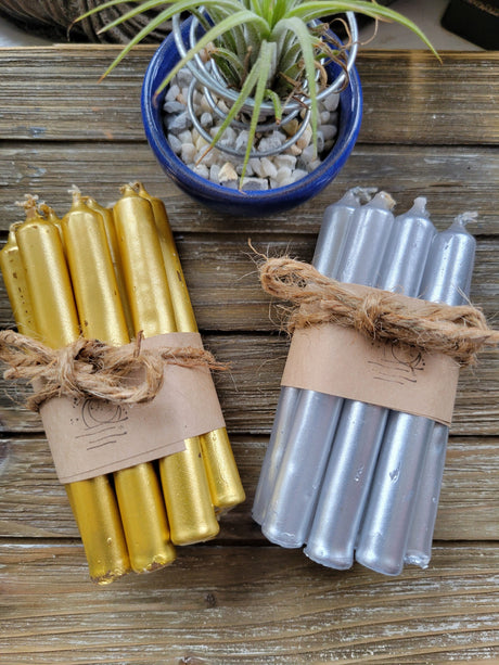 Gold, Silver & Copper Chime Candles: Spell Ritual Candles, Pack of 10