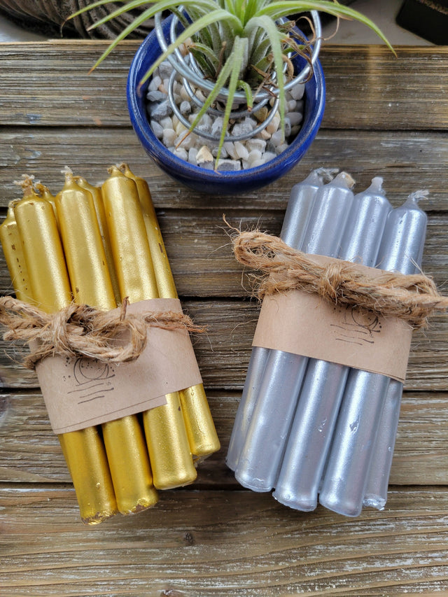 Gold, Silver & Copper Chime Candles: Spell Ritual Candles, Pack of 10