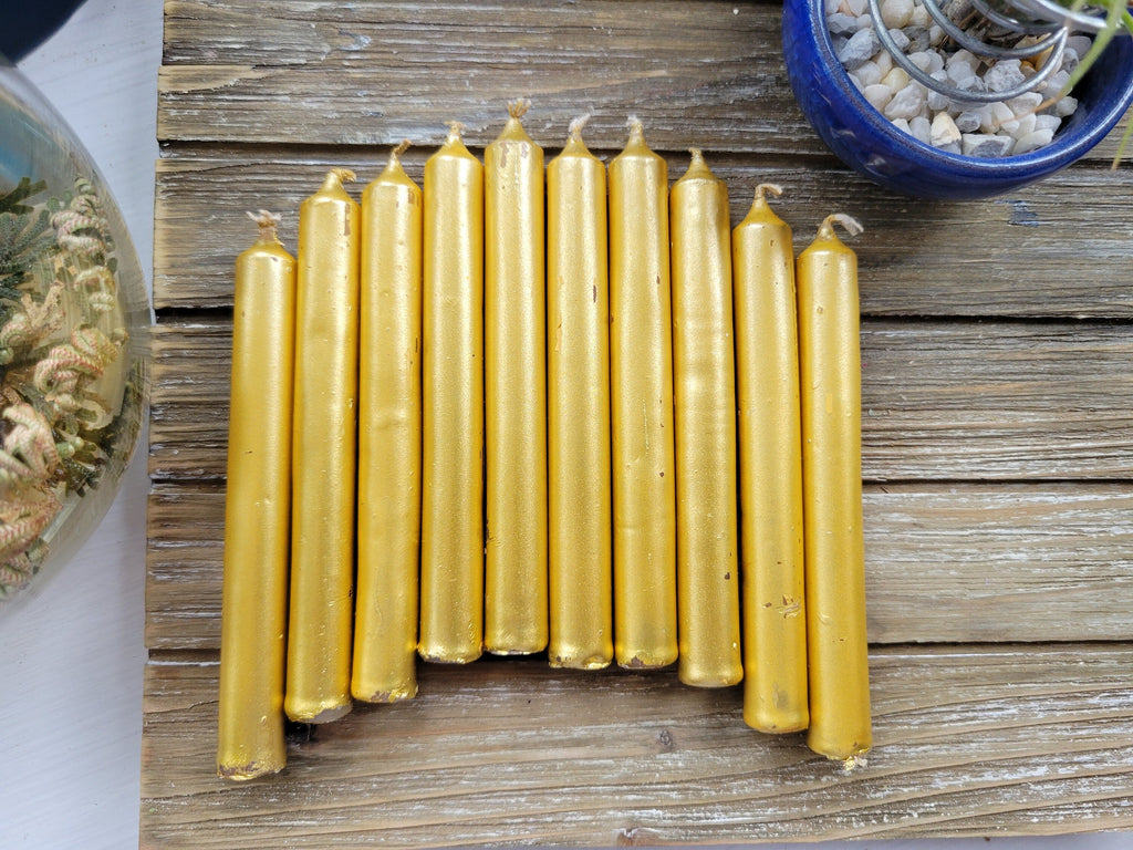 Gold, Silver, and Copper Pack of 10, Chime Candle Spell candles, Sun and moon Candles