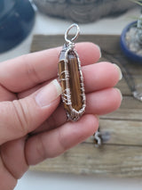 Tiger Eye Wire Wrapped Pendant: Tree of Life Crystal Jewelry