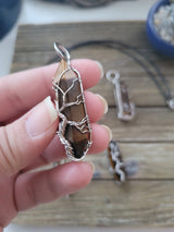Tiger Eye Wire Wrapped Pendant: Tree of Life Crystal Jewelry