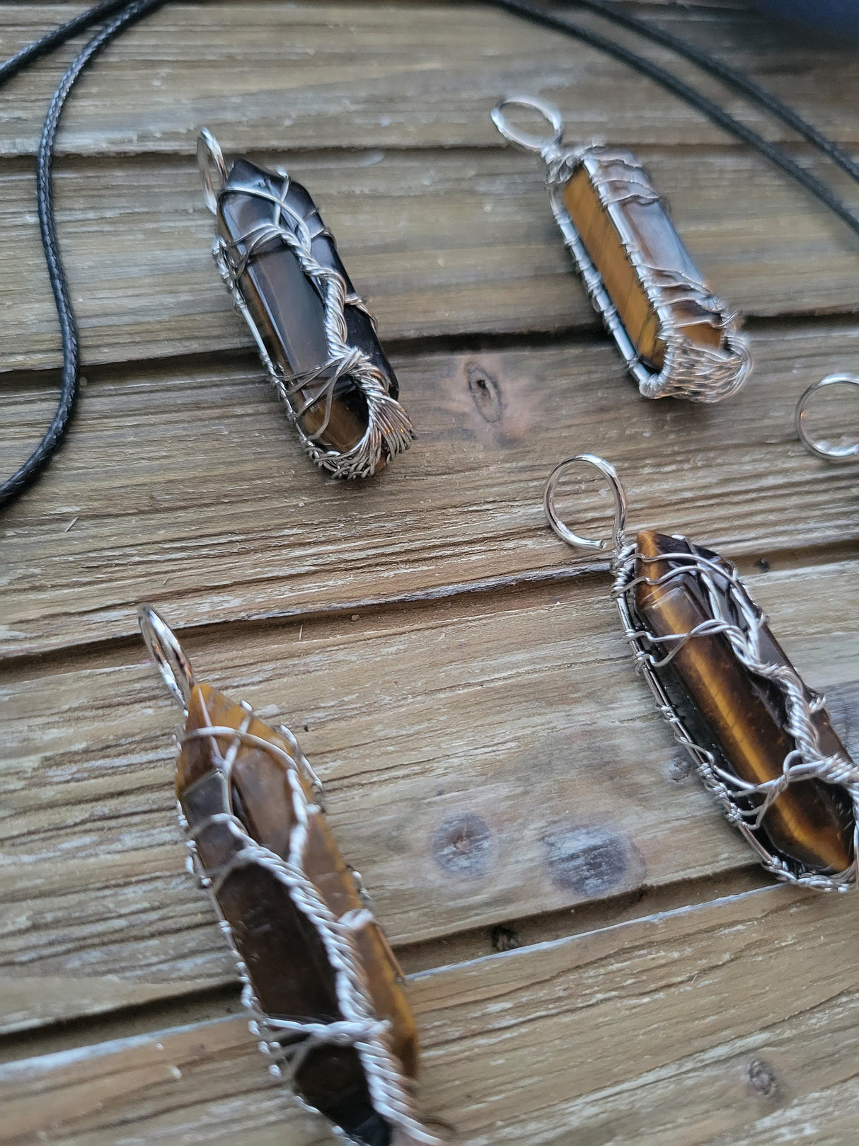 Tiger Eye Wire Wrapped Pendant: Tree of Life Crystal Jewelry
