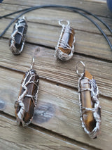 Tiger Eye Wire Wrapped Pendant: Tree of Life Crystal Jewelry