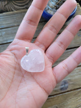 Amethyst / Clear Quartz Heart Shaped Crystal Pendant with Cord
